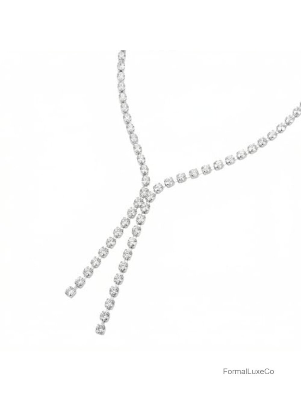 Y Shaped Rhinestone Drop Lariat Necklace for Women Prom Wedding